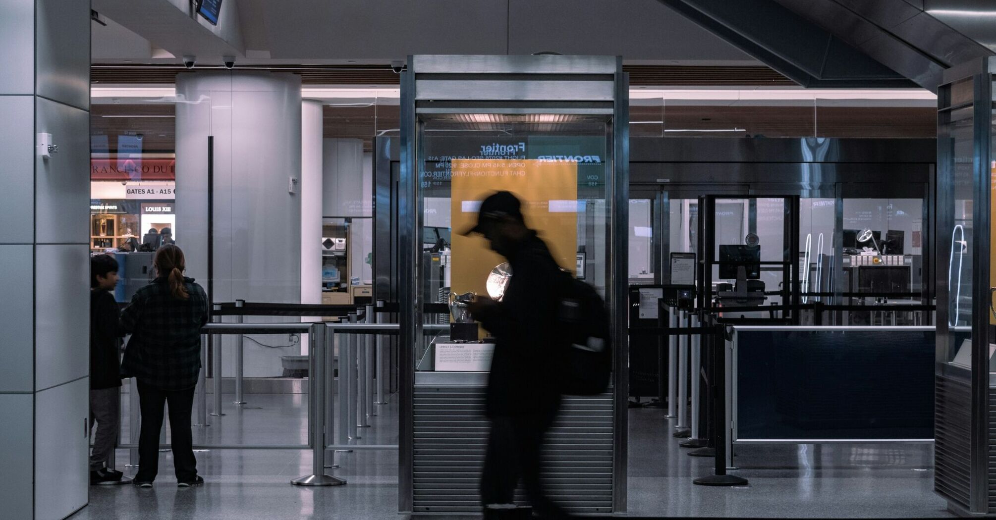 Passenger at airport security screening