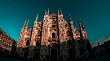 Milan Cathedral illuminated at night