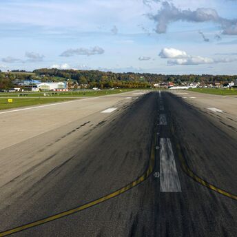 Airport runway prepared for aircraft operations