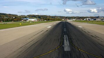 Airport runway prepared for aircraft operations