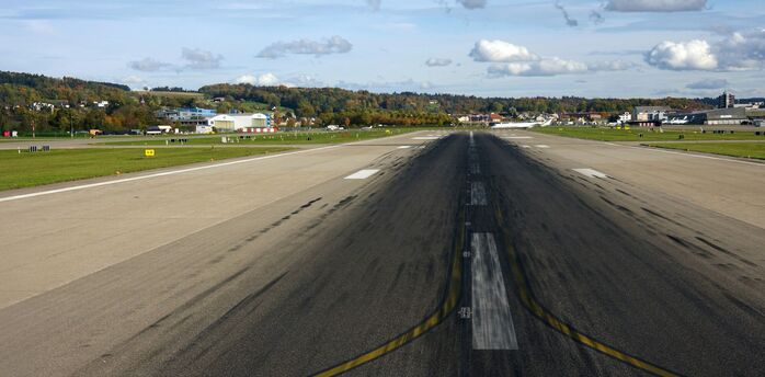 Airport runway prepared for aircraft operations