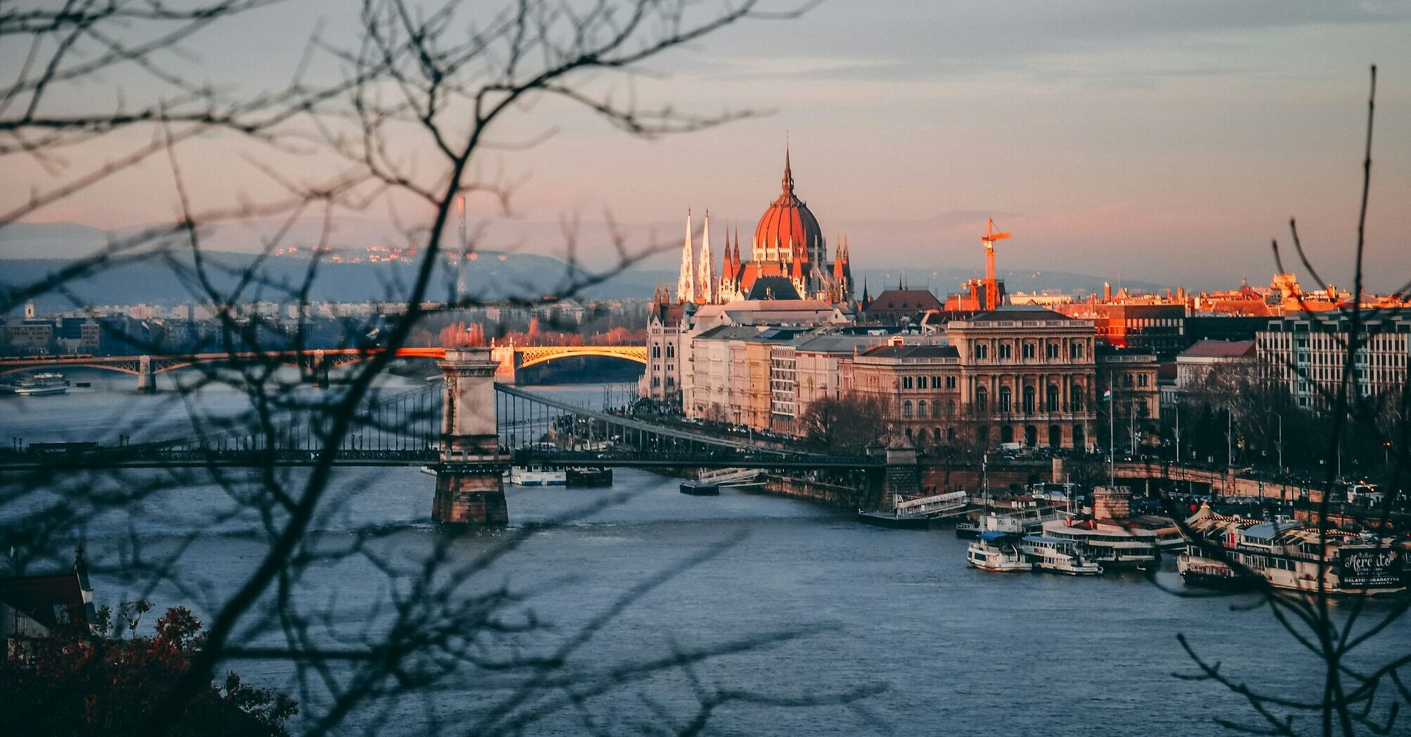 View over Budapest and the Danube at sunset