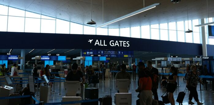 UK airport terminal sign for all gates