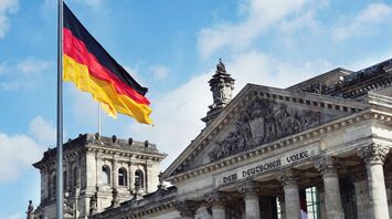 German flag outside the Reichstag in Berlin