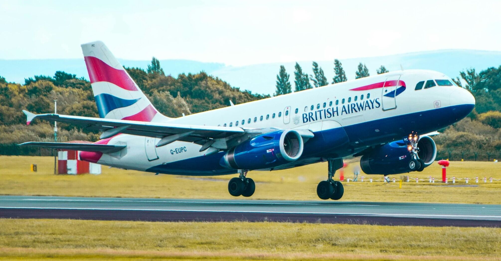 British Airways aircraft taking off from an airport