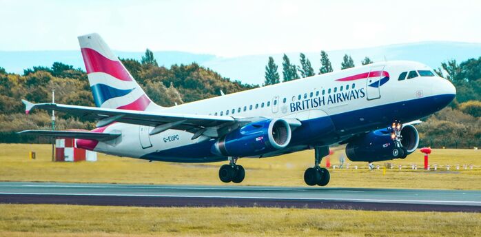 British Airways aircraft taking off from an airport