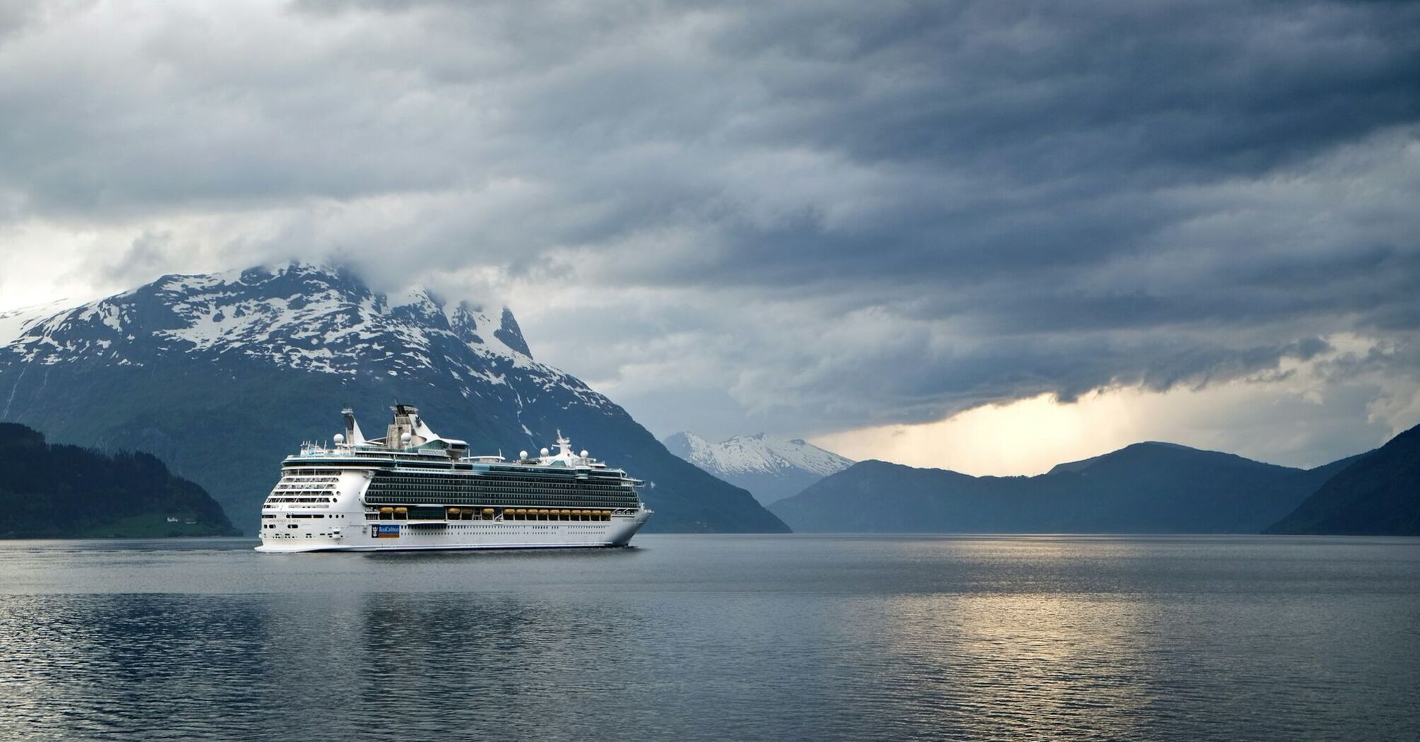 Cruise ship sailing through Alaskan waters