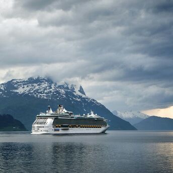 Cruise ship sailing through Alaskan waters