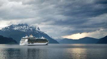 Cruise ship sailing through Alaskan waters