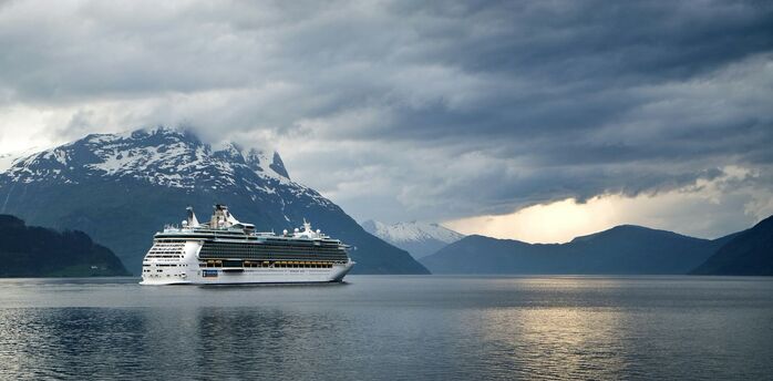 Cruise ship sailing through Alaskan waters