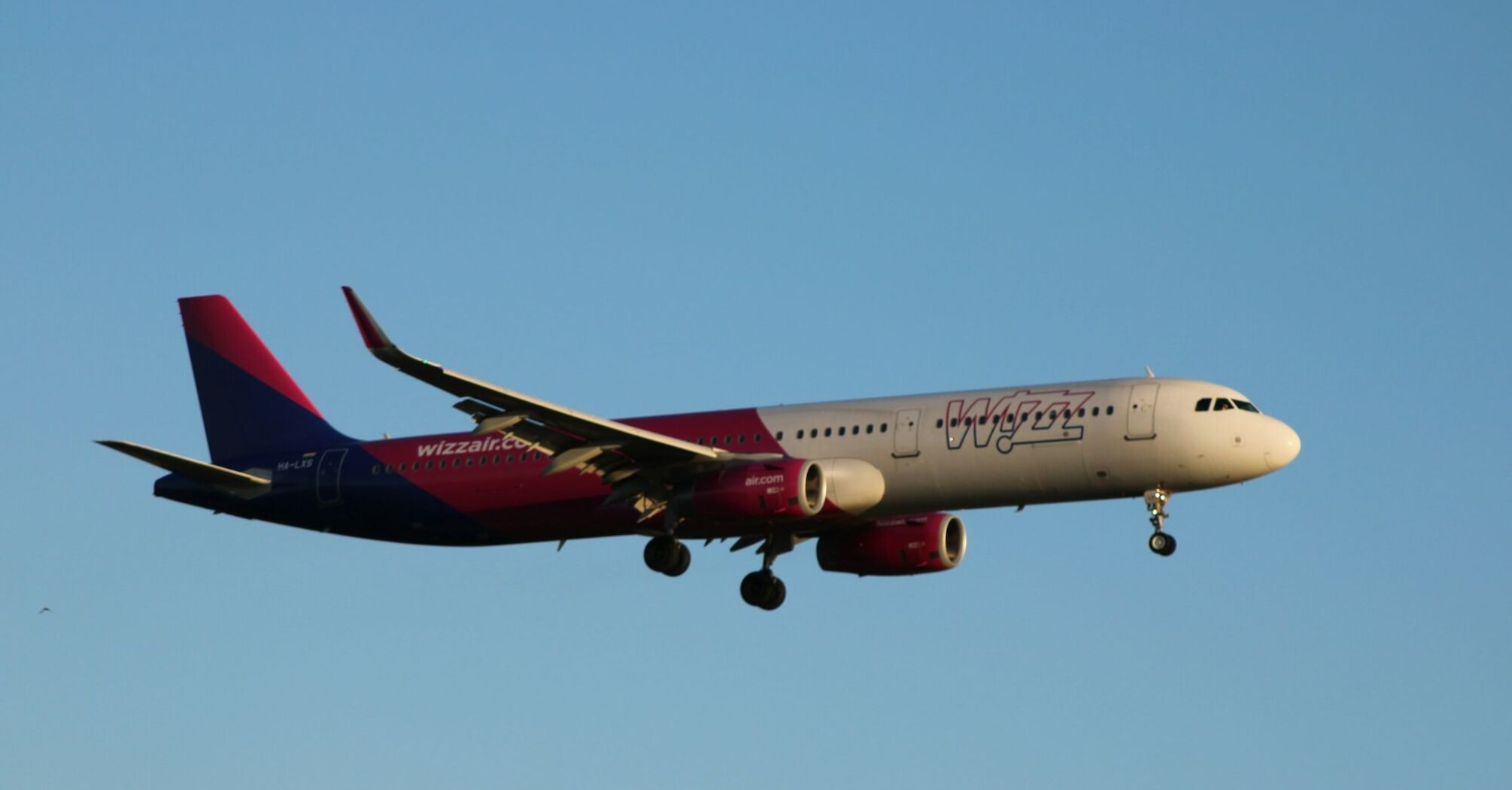 Wizz Air aircraft approaching for landing