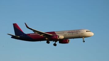 Wizz Air aircraft approaching for landing