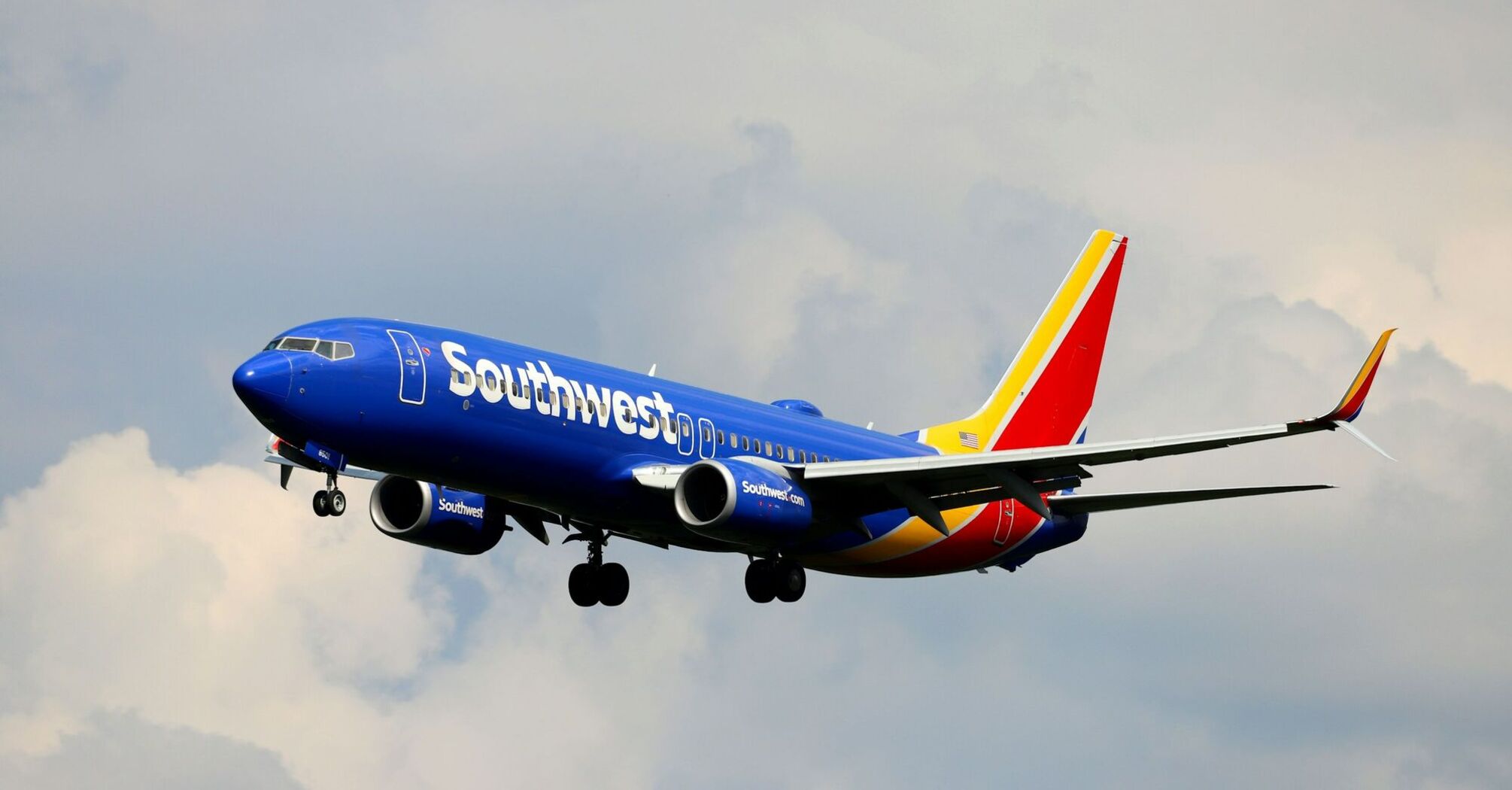 Southwest Airlines aircraft approaching for landing
