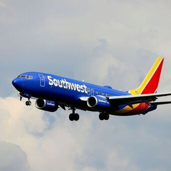 Southwest Airlines aircraft approaching for landing