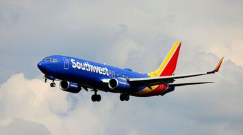 Southwest Airlines aircraft approaching for landing