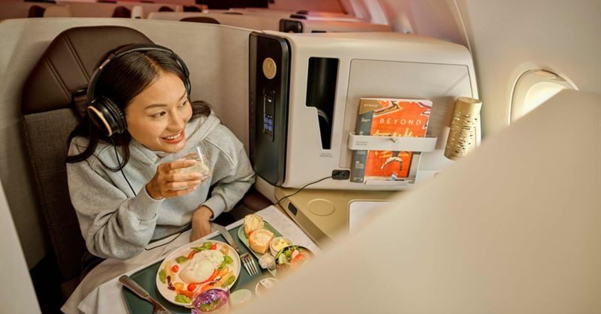 Passenger in Etihad Airways premium cabin