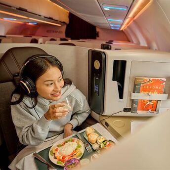 Passenger in Etihad Airways premium cabin