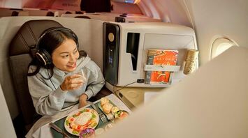 Passenger in Etihad Airways premium cabin