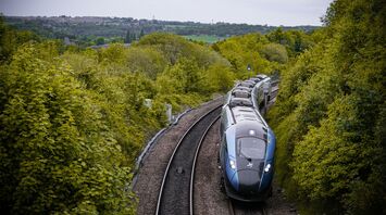 High-speed passenger train travelling through the UK