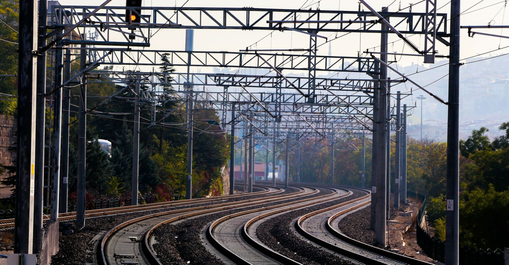 Railway tracks and overhead lines