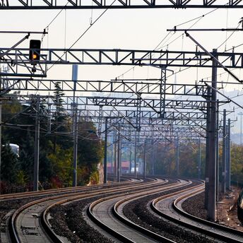 Railway tracks and overhead lines