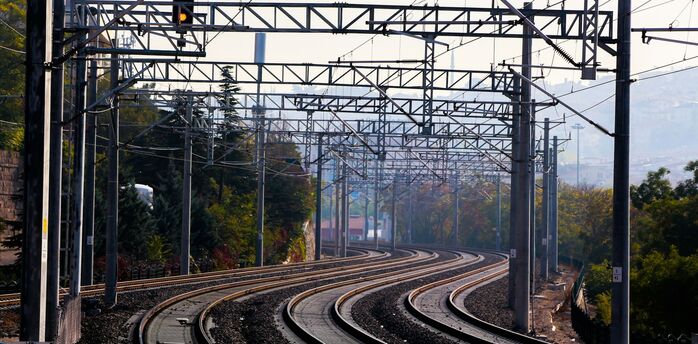 Railway tracks and overhead lines
