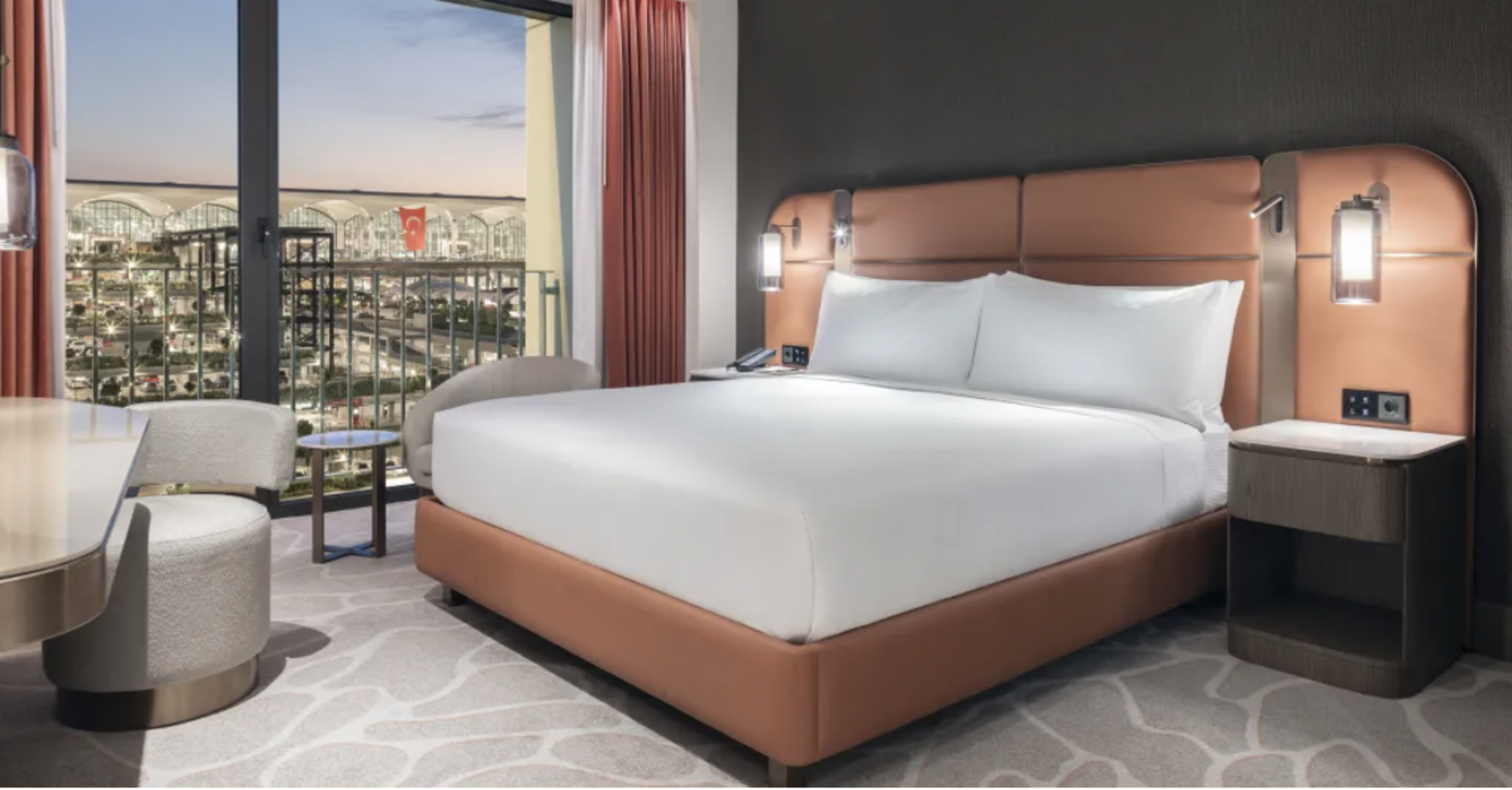 Guest room overlooking Istanbul Airport