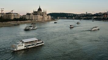 River cruise boats sailing on the Danube in Budapest