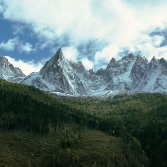 Snow-covered peaks in the Mont Blanc massif