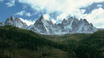 Snow-covered peaks in the Mont Blanc massif