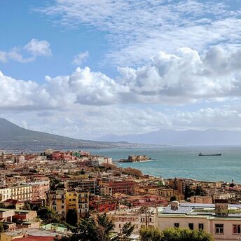 Naples waterfront and Mount Vesuvius