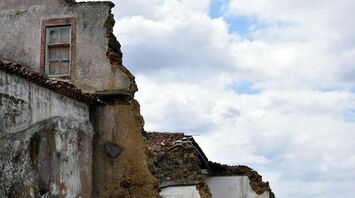 Partially damaged building