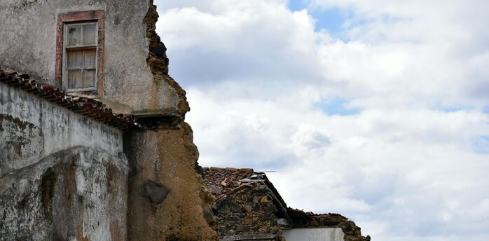 Partially damaged building