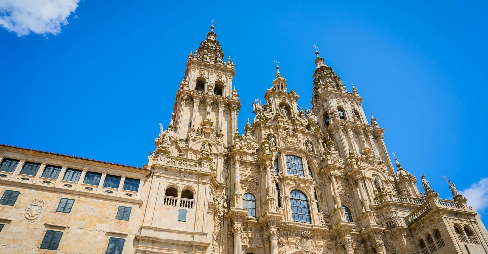 Santiago de Compostela Cathedral under blue sky