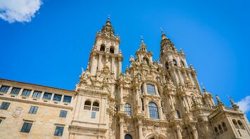Santiago de Compostela Cathedral under blue sky