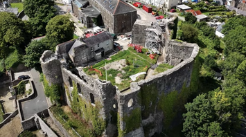 Aerial view of Haverfordwest Castle during restoration