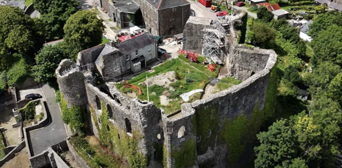 Aerial view of Haverfordwest Castle during restoration