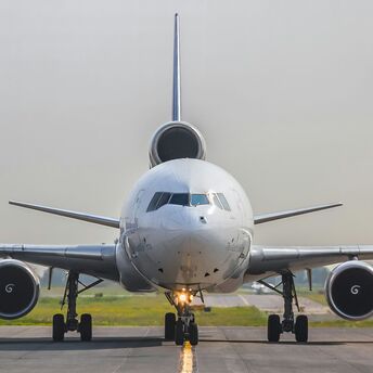 Passenger aircraft on airport taxiway