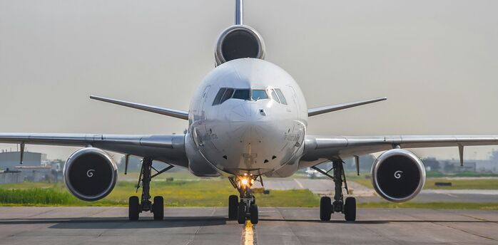 Passenger aircraft on airport taxiway