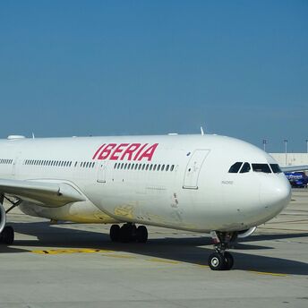 Iberia aircraft on the airport apron