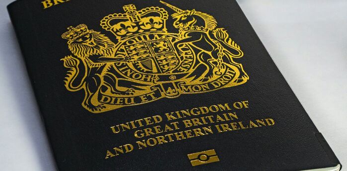 Black British passport close-up