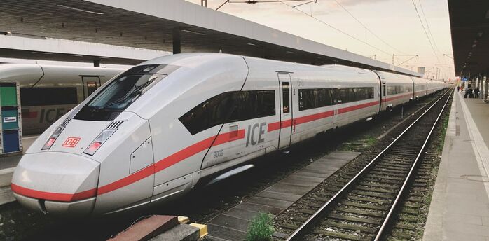 Deutsche Bahn ICE train at a German station