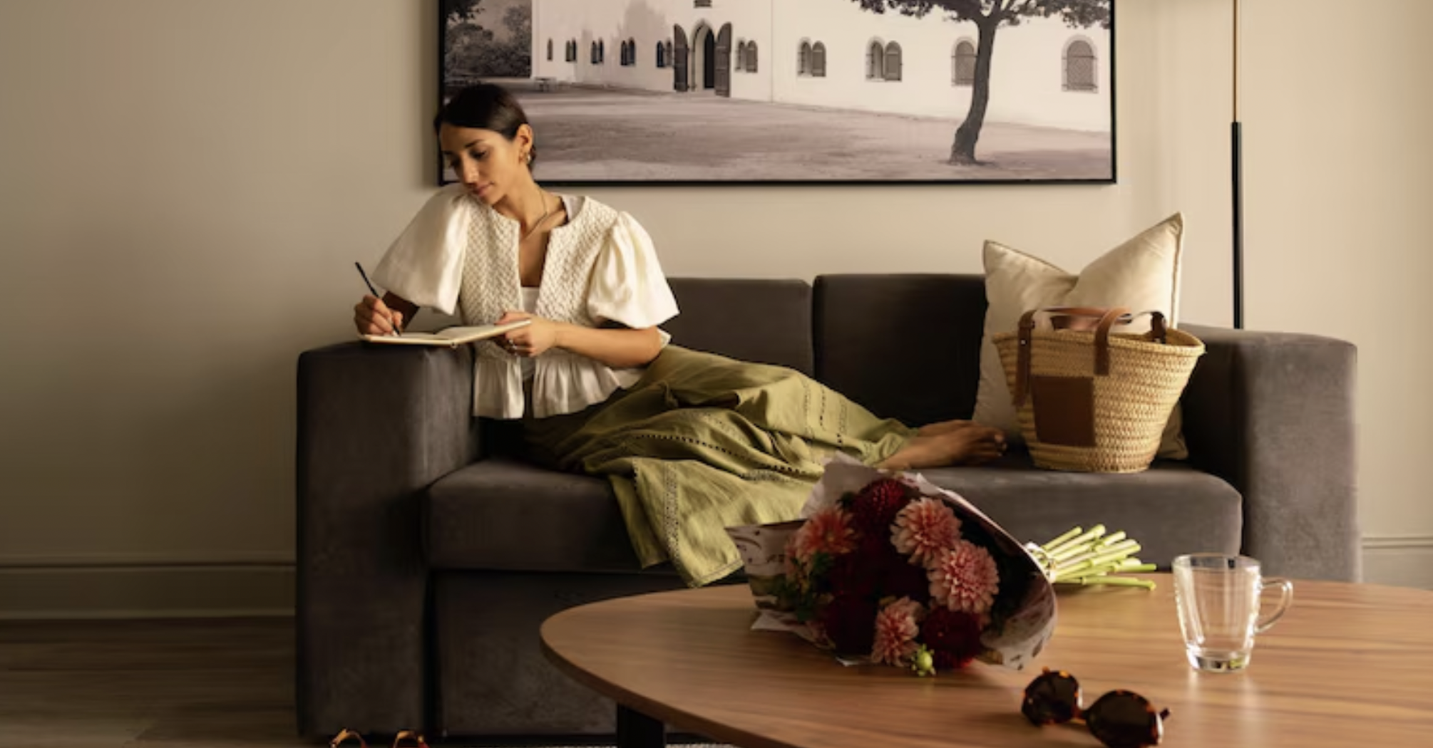 Guest working in a Radisson long-stay suite