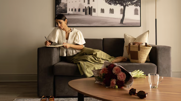 Guest working in a Radisson long-stay suite