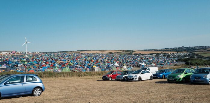 Boardmasters campsite and festival parking near Newquay