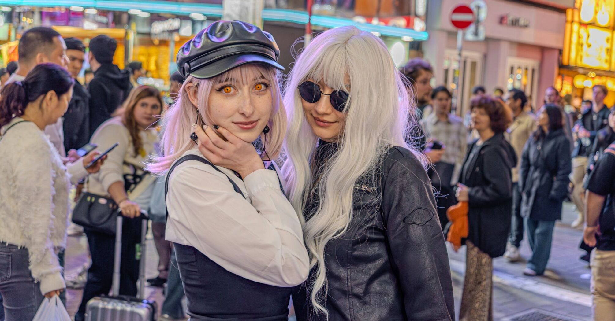 Young people in a busy nightlife district