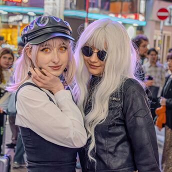 Young people in a busy nightlife district