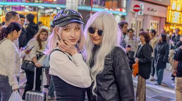 Young people in a busy nightlife district