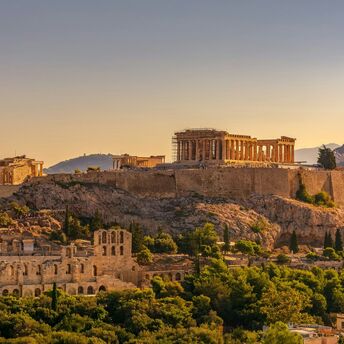Acropolis and Parthenon in Athens at sunset