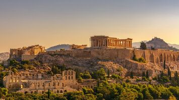 Acropolis and Parthenon in Athens at sunset